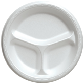 9 Inch Foam Plate Three Compartment