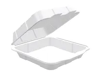 Small 7 Inch White Foam Hinged Lid Containers Single Compartment