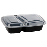 32 Oz 2 Compartment Black Base Container And Lids
